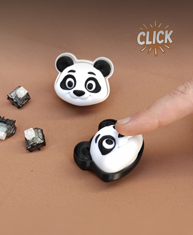 Panda Fidget Clicker Keychain, Cute Desk Toy 3d model