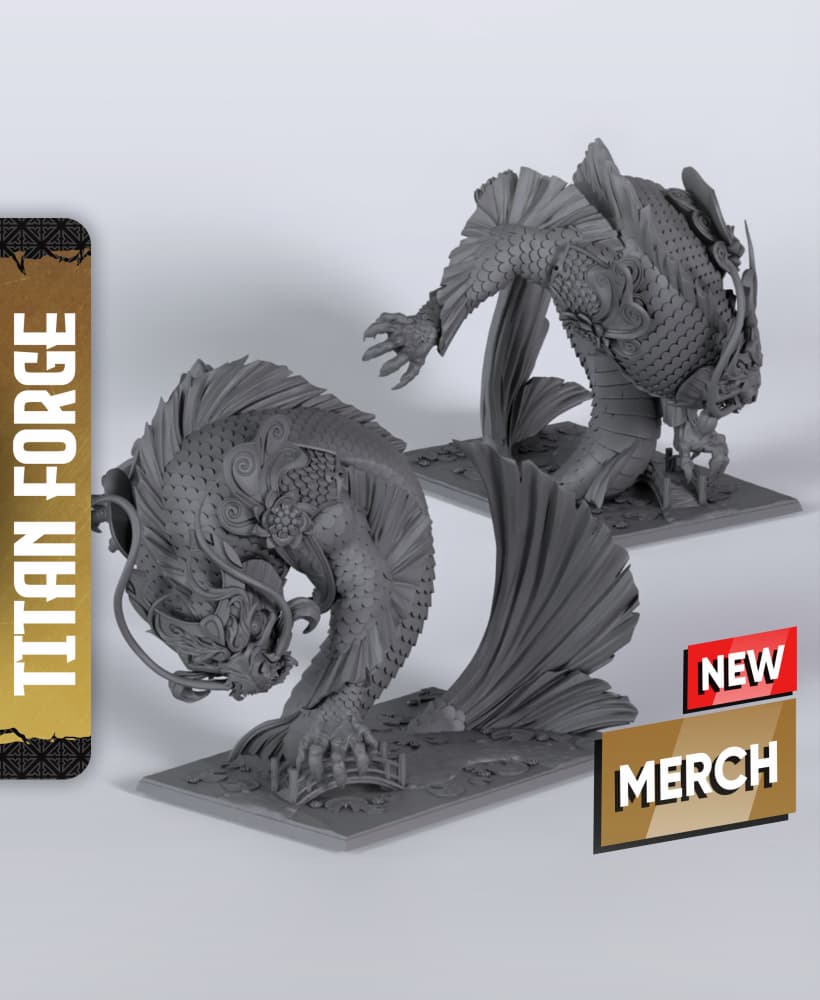 Thunder Koi Dragon - With Free Dragon Warhammer - 5e DnD Inspired for RPG and Wargamers 3d model