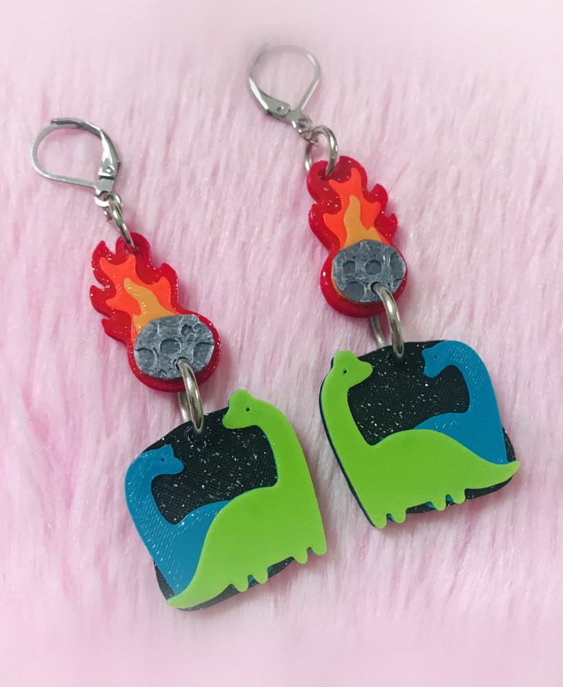 Dinosaur Meteorite Earrings 3d model
