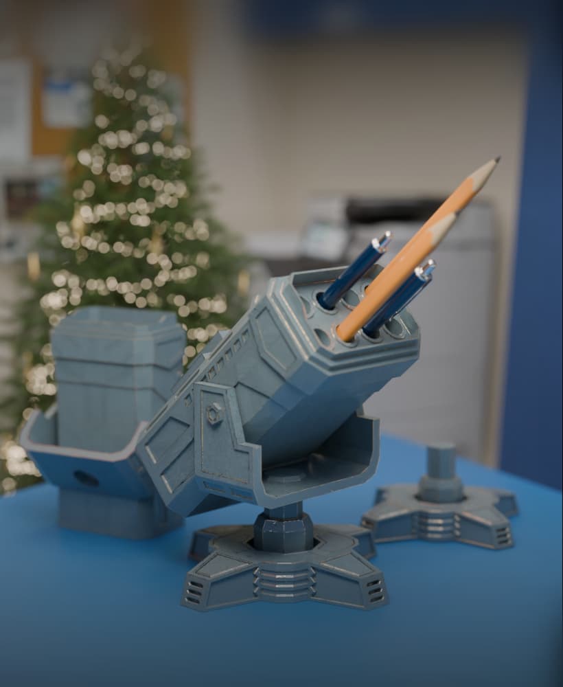 Turrets Pencil Holder 3d model