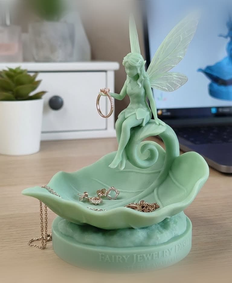 Whimsical Fairy Jewelry Dish - 3D Printable Ring & Trinket Holder 3d model