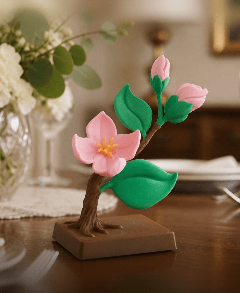 Apple Blossom Sculpture - Pink Flower Branch Decor 3d model
