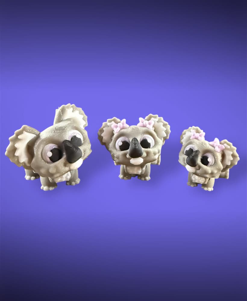Koala Rebel Buddy - Bonus Bows, Daisy, and Awareness Ribbon 3d model