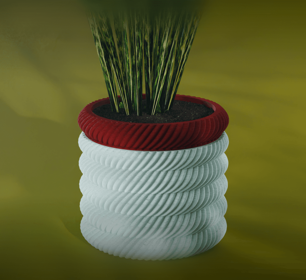 Sora Planter Pot, Scalloped Diagonal | Small, Medium, Large | Self Watering and Drip Tray 3d model