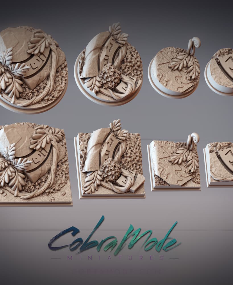 Dinovian Ruins Base Pack (8pcs) - Round and Square Versions 3d model