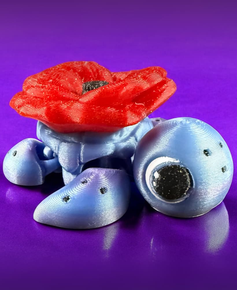 Remembrance Turtle - Poppy Flower 3d model