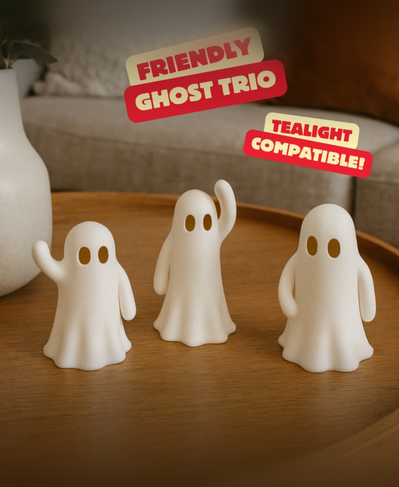 FRIENDLY GHOST TRIO (TEALIGHT COMPATIBLE) / HALLOWEENDECOR 3d model