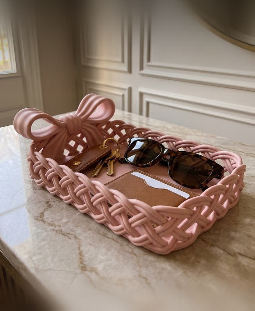 Coquette Woven Bow Tray – Elegant Braided Catch-All & Entryway Organizer 3d model
