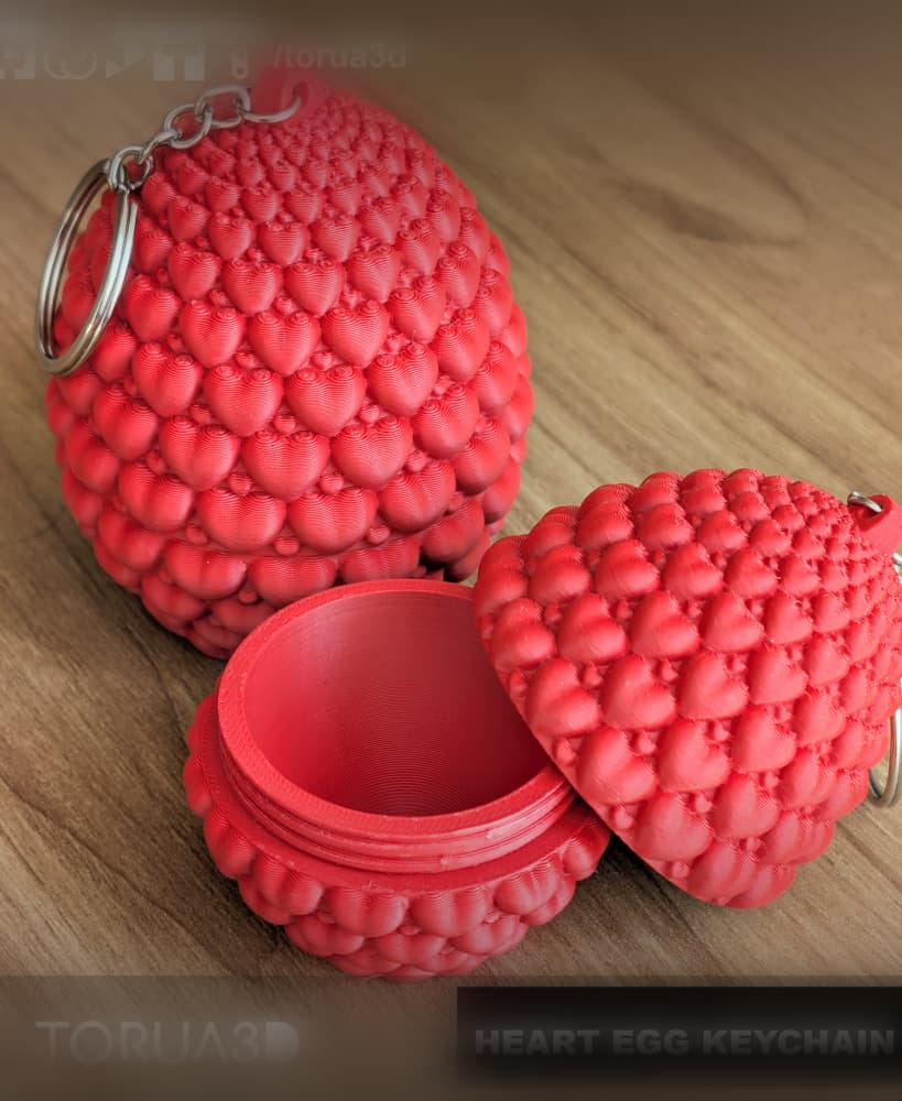 Heart egg keychain 015 - Valentine's Day - Print in place - No supports - STL 3d model