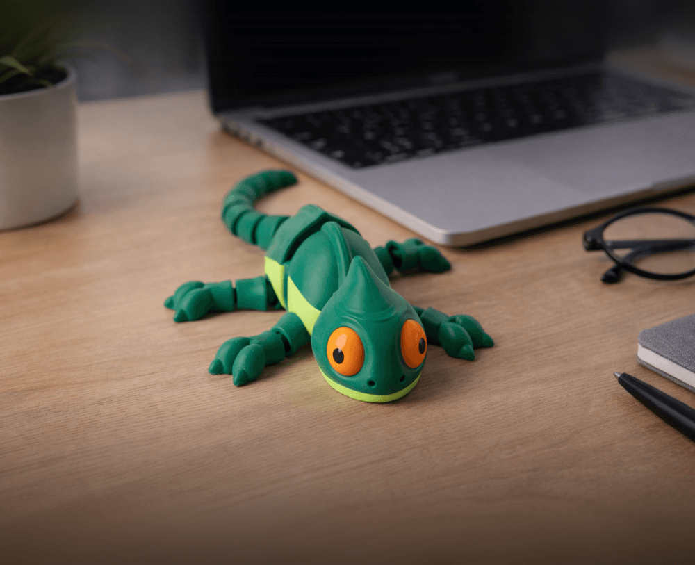 Flexi Chameleon Toy — Articulated Fidget Lizard 3d model