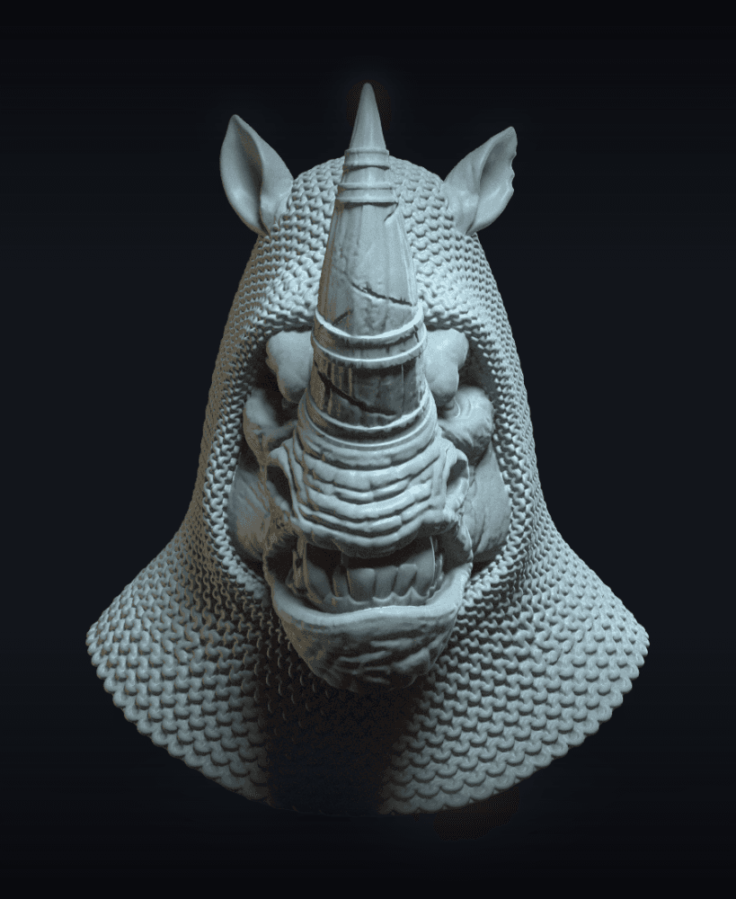 Rhinheart v10 Action Figure Head 3d model