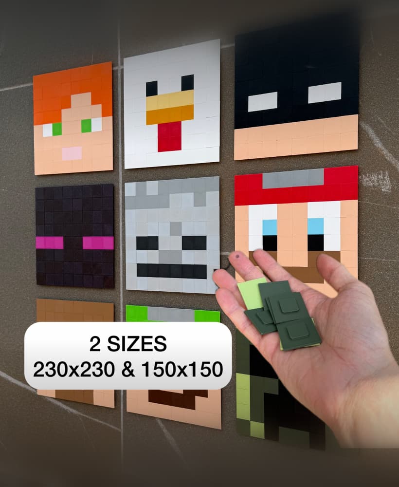 CUSTOMIZABLE CHESSBOARD - MINECRAFT SKIN FACE - TWO SIZES 3d model
