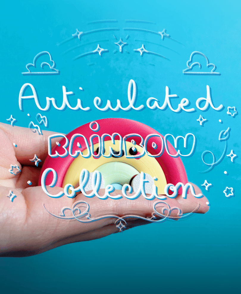 Cute Articulated Rainbow | NO-AMS | Print-in-place | Support-free 3d model