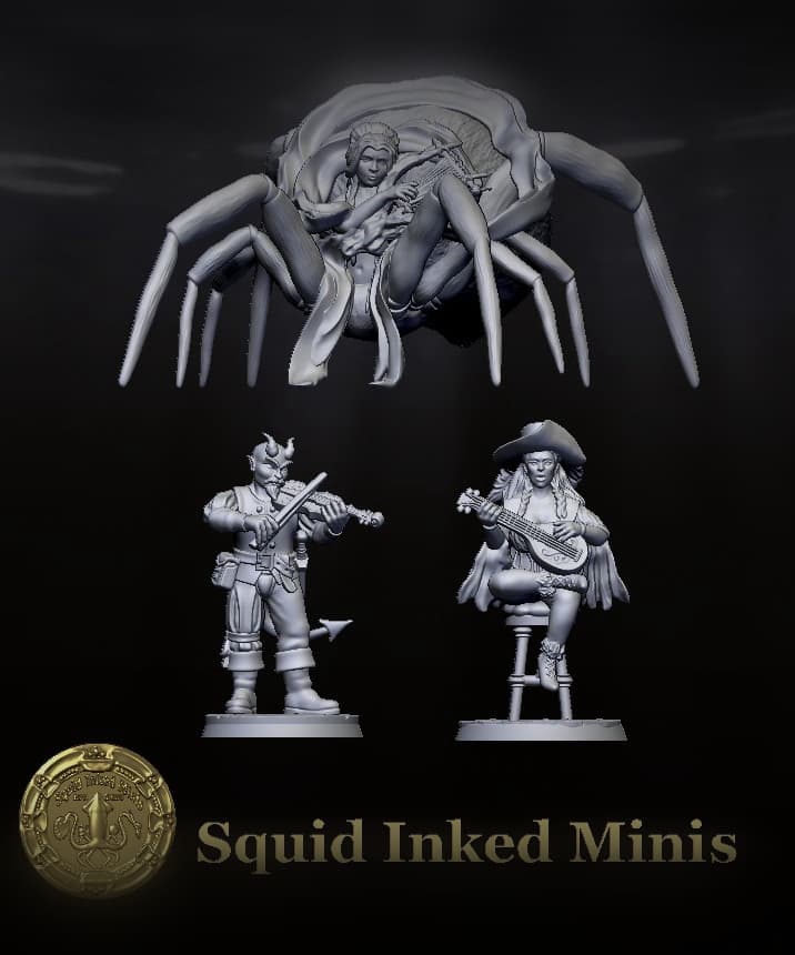 Bard Party Drider Human and Tiefling 3d model