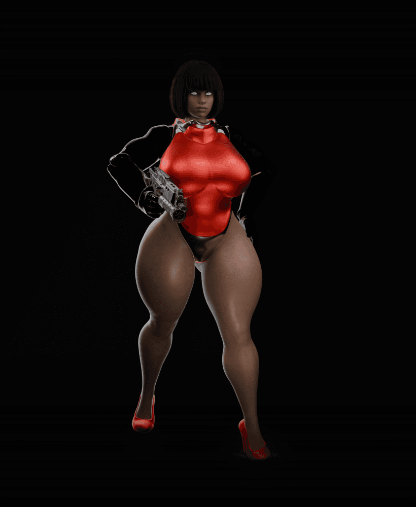 Curvy Sci-fi warrior woman v2 3d model