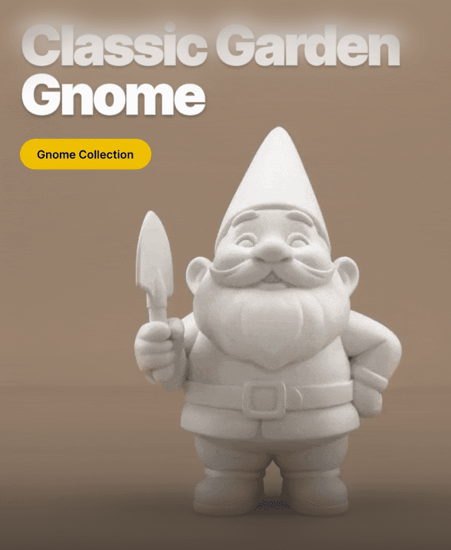 Garden Gnome with Shovel – Chubby Gnome STL for 3D Printing 3d model