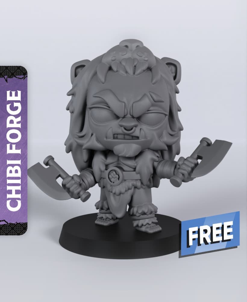Male Half-Orc Barbarian - With Free Dragon - 5e DnD Inspired for RPG and Wargamers 3d model
