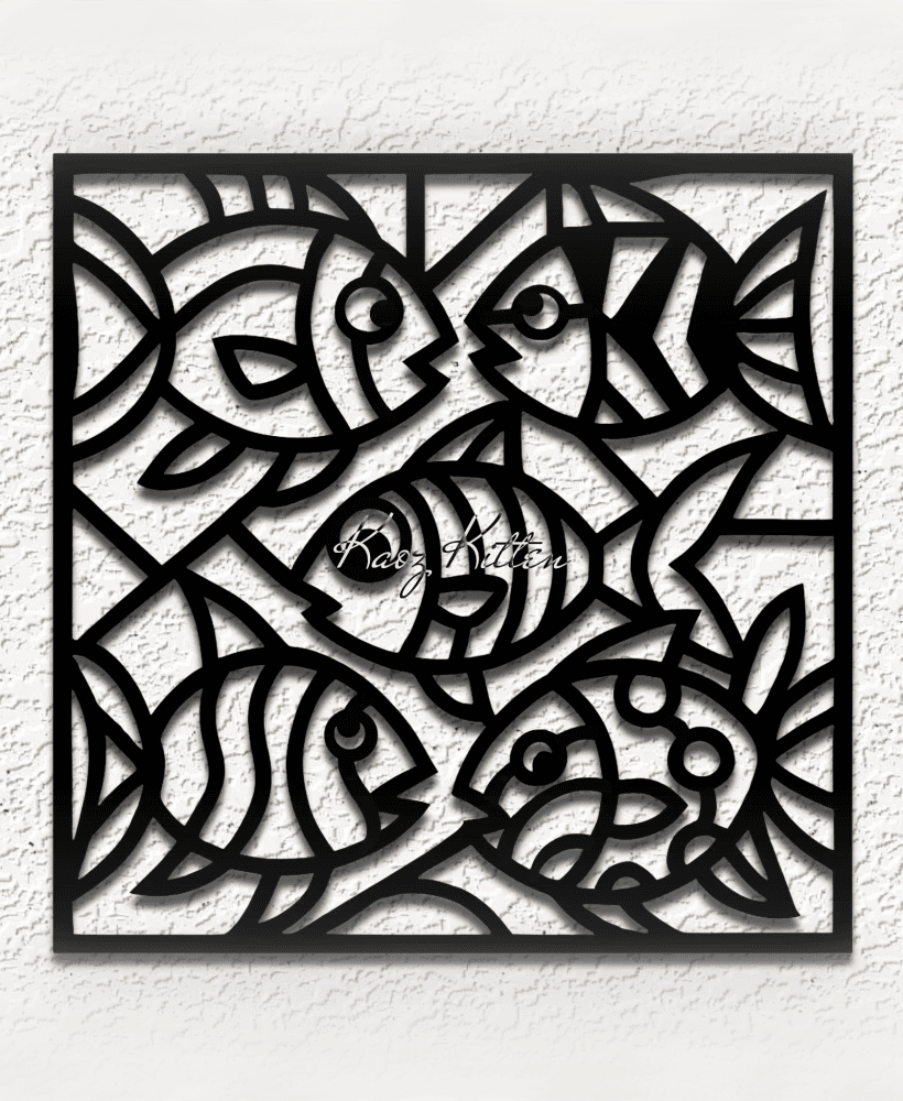 abstract picasso fish WALL ART HOME DECOR 3d model