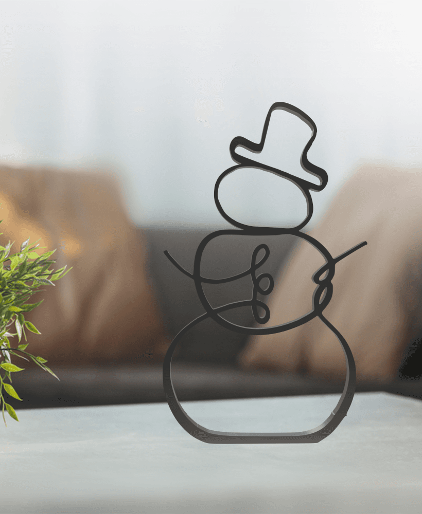 Snowman Line Art, Minimalist, Modern 3d model