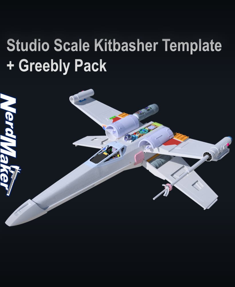 Studio Scale Model-X Kitbasher Template with Greebly Pack 3d model