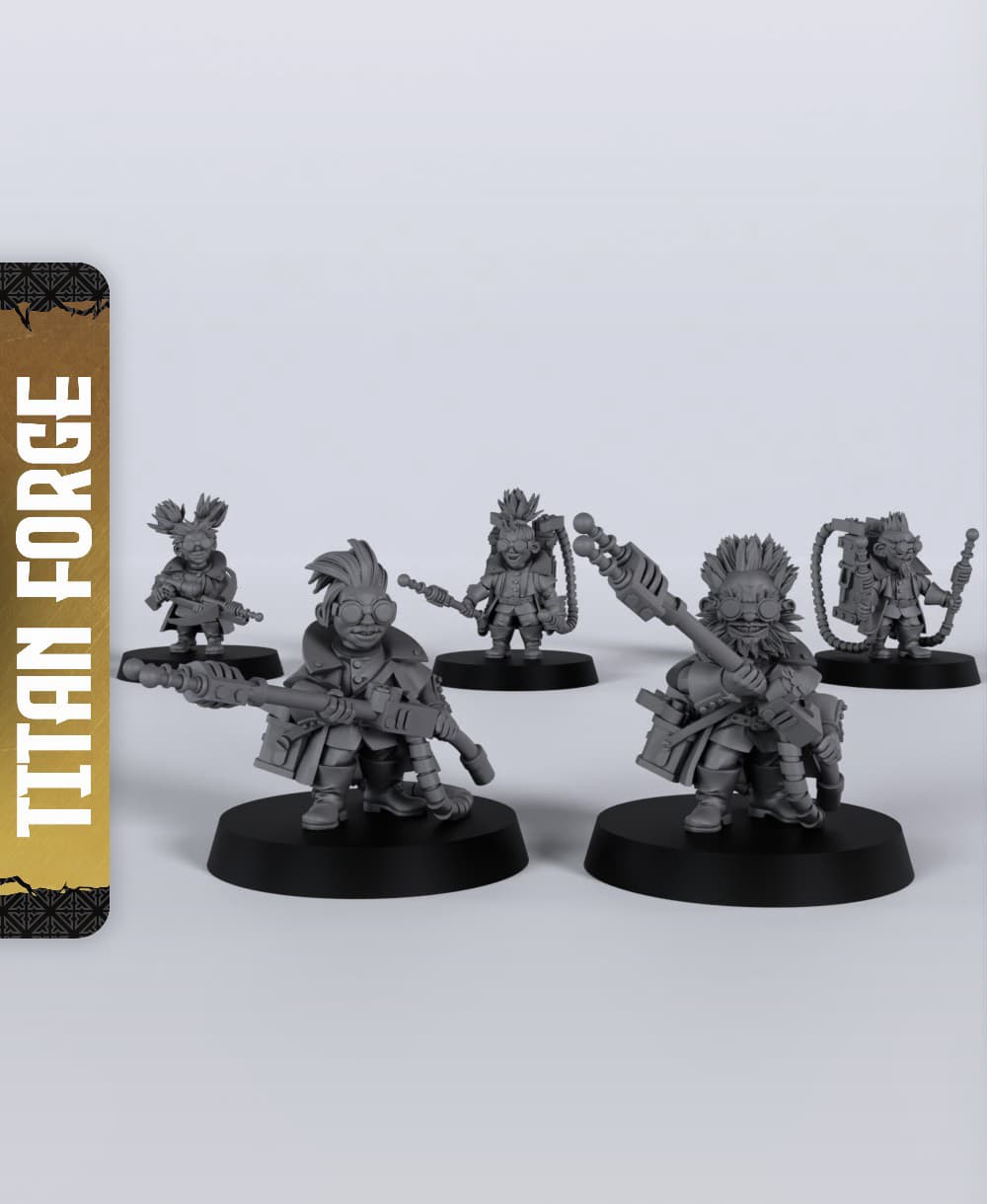 Gnome Zappers - With Free Dragon - 5e DnD Inspired for RPG and Wargamers 3d model
