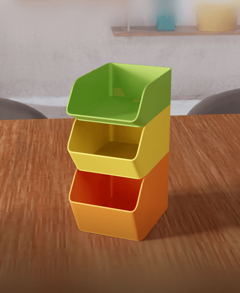 Modular Stackable Desktop Storage Bins Organizer System 3d model