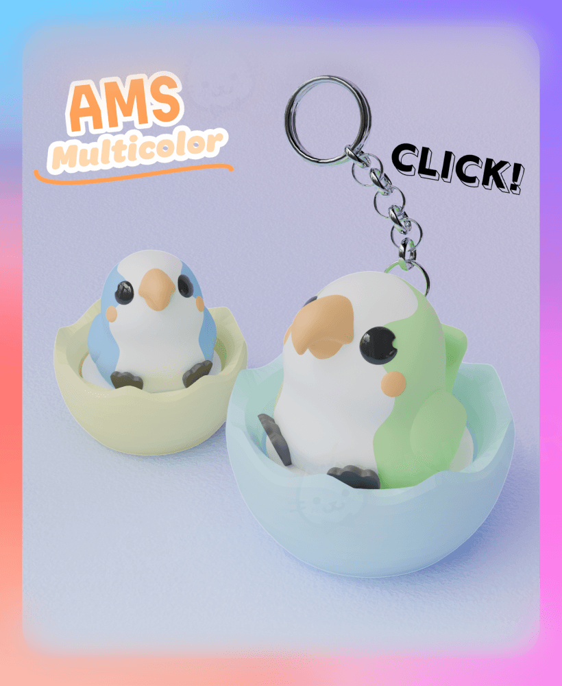 Quaker Parrot Clicker & Keychain (Multicolor) 3d model