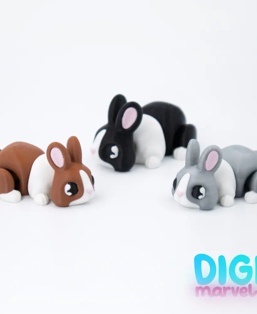 Tiny Rabbits Flexi + Keychain 3d model