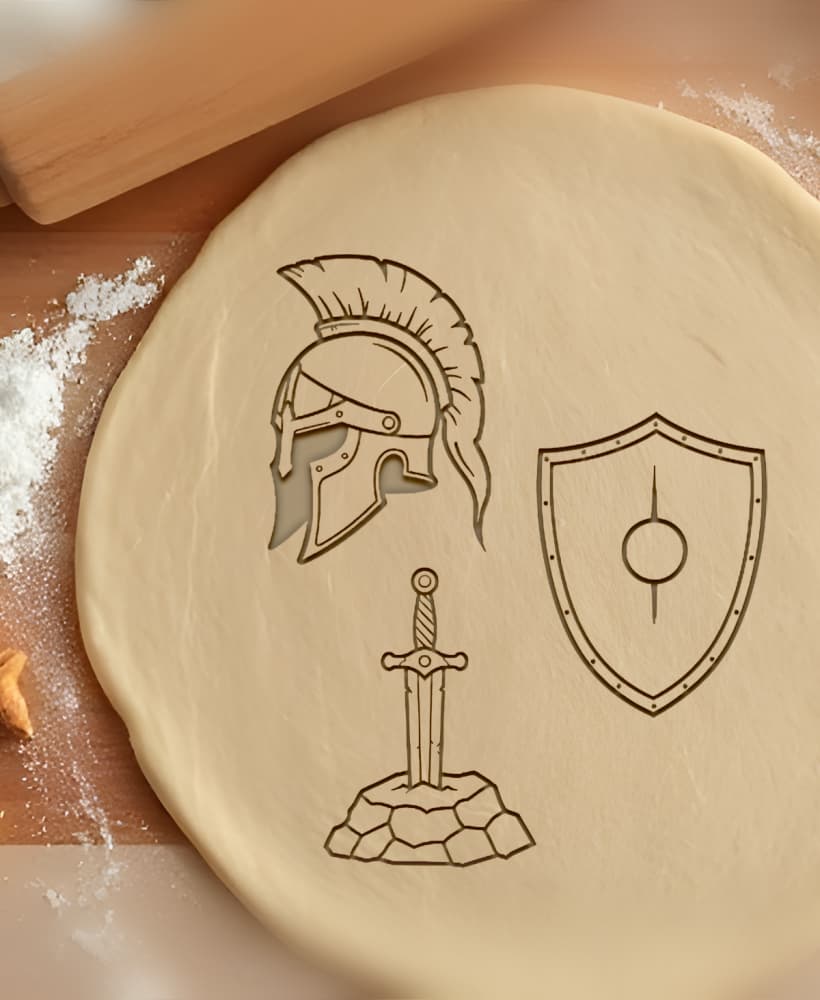Warrior Set Cookie Cutter, Biscuit Cutter 3d model