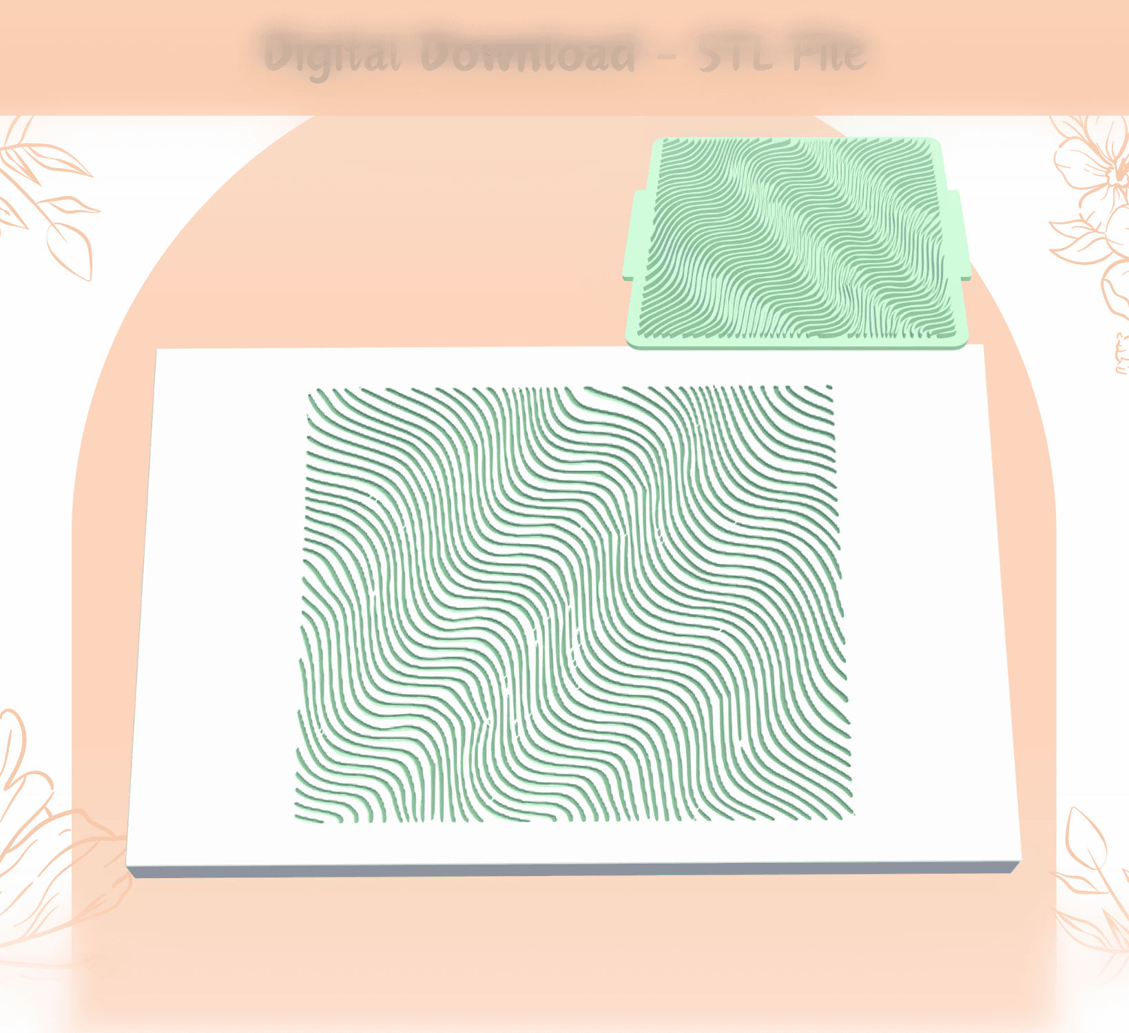 Cool Waves Texture Mat | STL File | Clay Embossing Stamp | Unique Pattern | Polymer Clay Earrings | 3d model