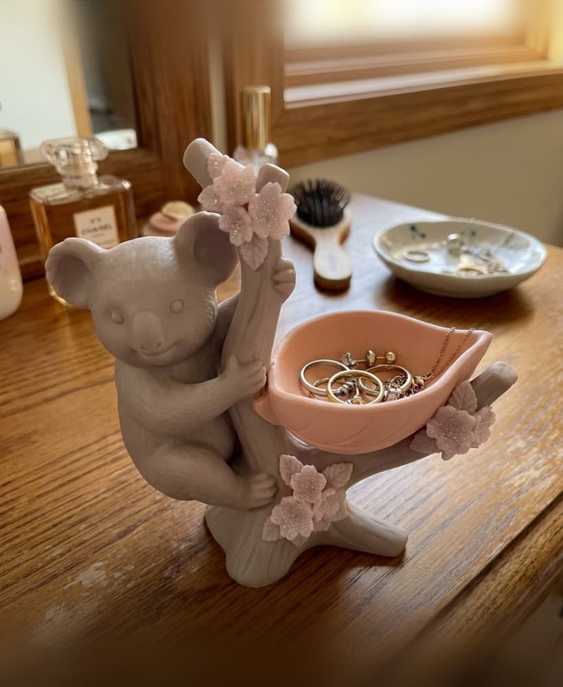 Koala Jewelry Tree & Cherry Blossom Catchall 3d model