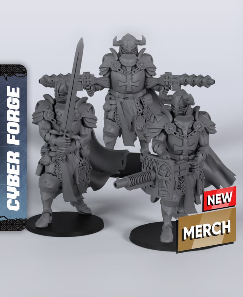 Heavy Templars - With Free Cyberpunk Warhammer - 40k Sci-Fi Gift Ideas for RPG and Wargamers 3d model