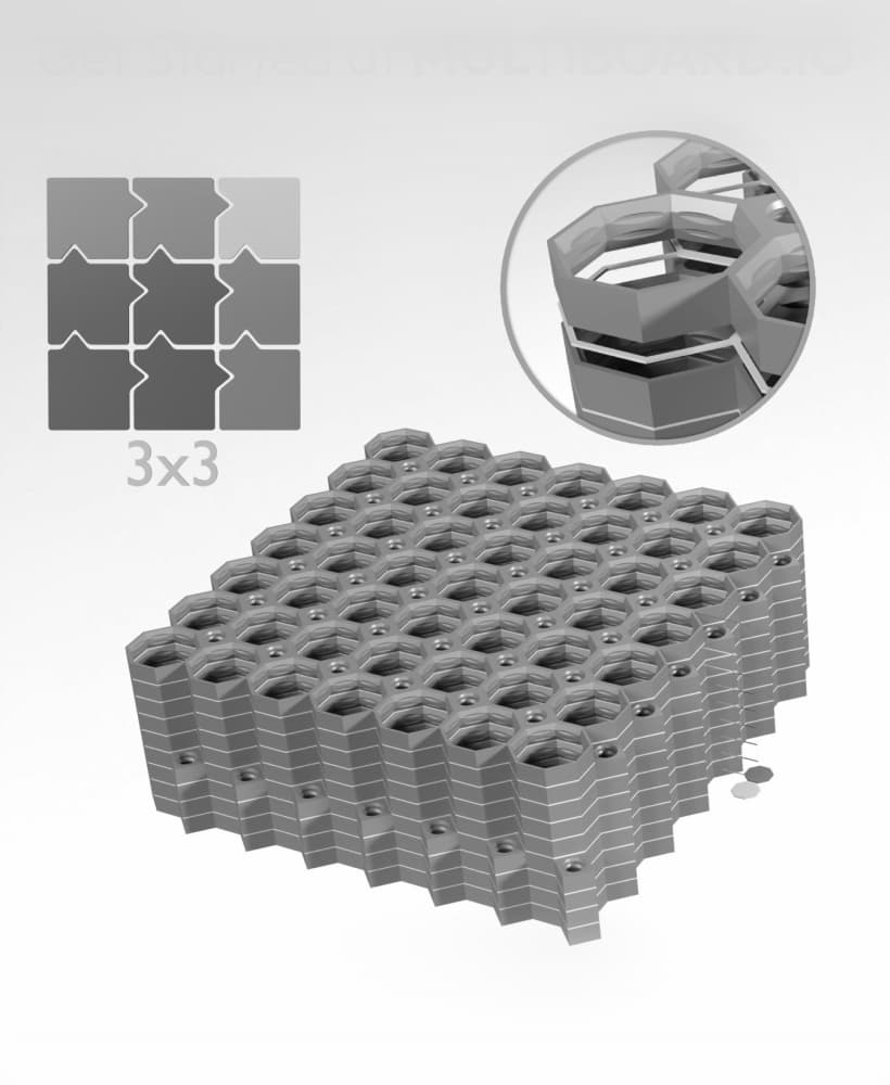 7x7 Legacy Tiles - 3x3 Board - Multi-Material Stack 3d model