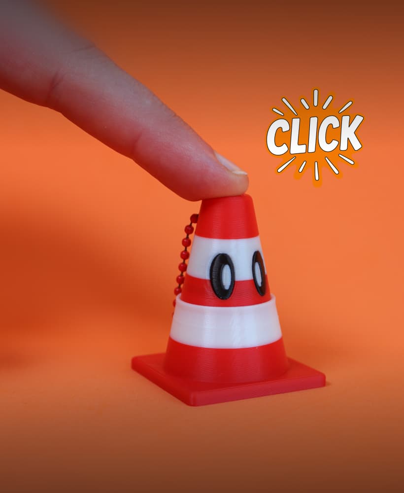 Traffic Cone Fidget Clicker - Keychain 3d model