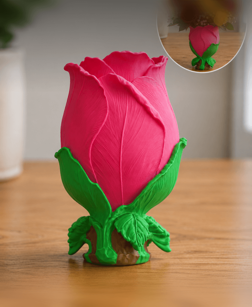 rose bud flower vase 3d model