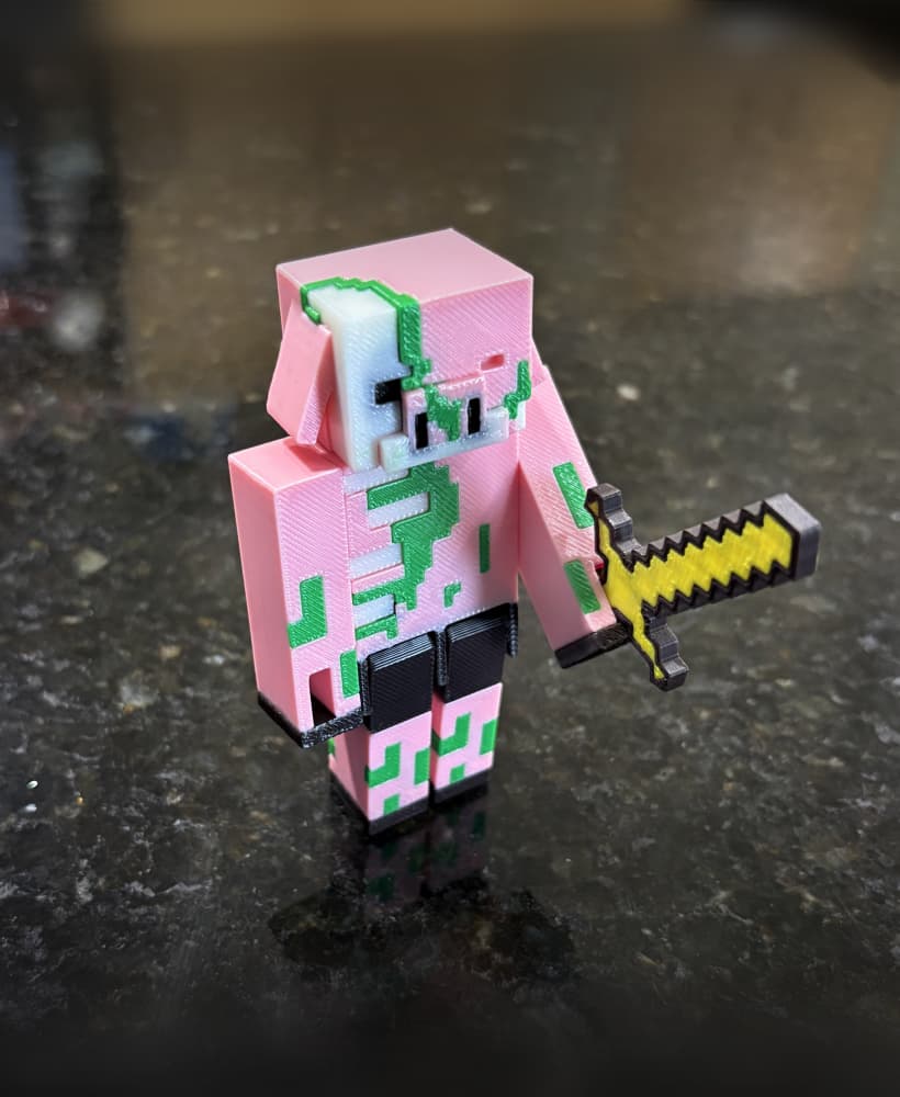 Zombified Piglin fully articulated 3d model