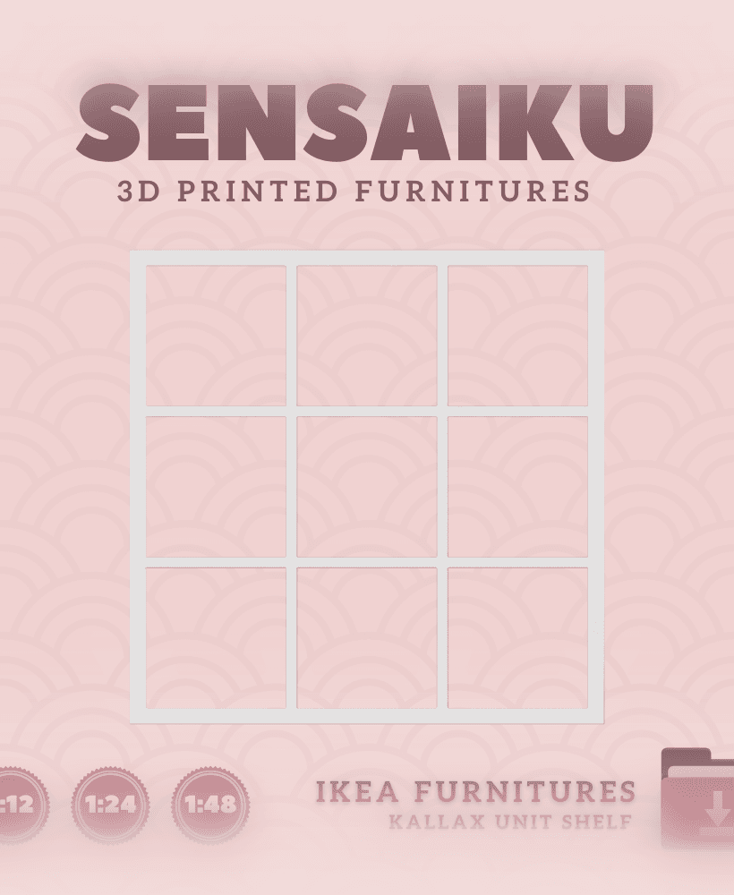 Miniature Replica 12. KALLAX Shelf Unit 3x3 for Miniature Dollhouse IKEA 3D for Miniature Dollhouse 3d model