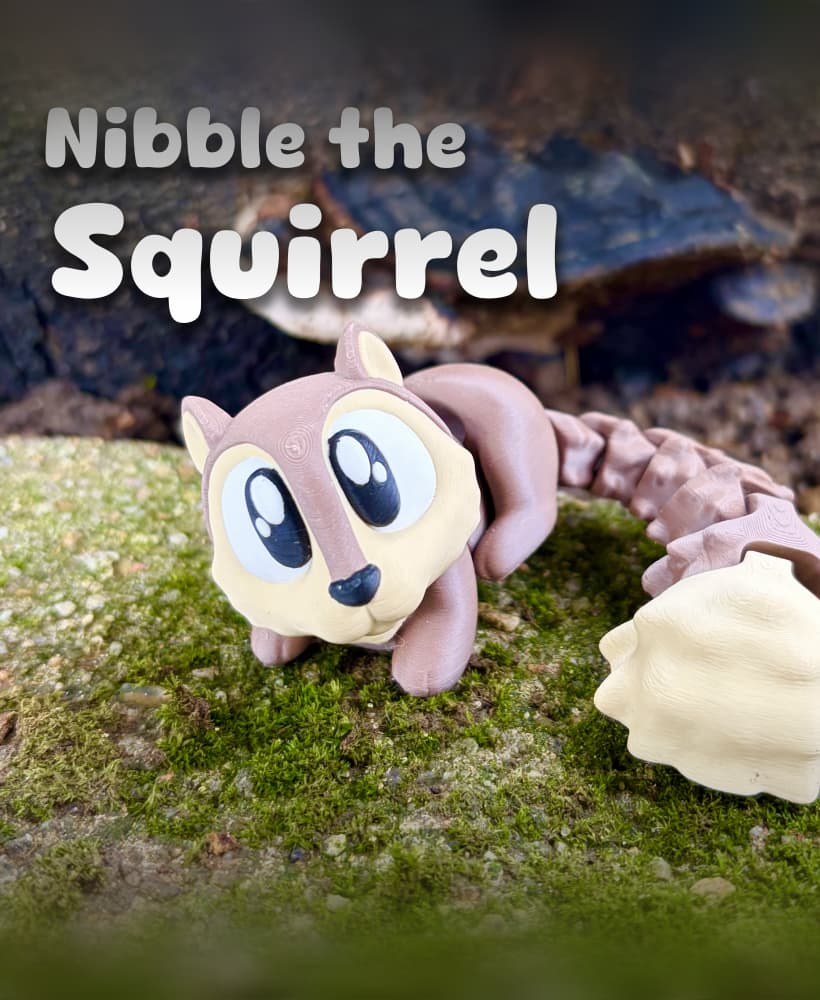 Nibble the Squirrel – Flexi Fidget Squirrel – 3DPAW 3d model