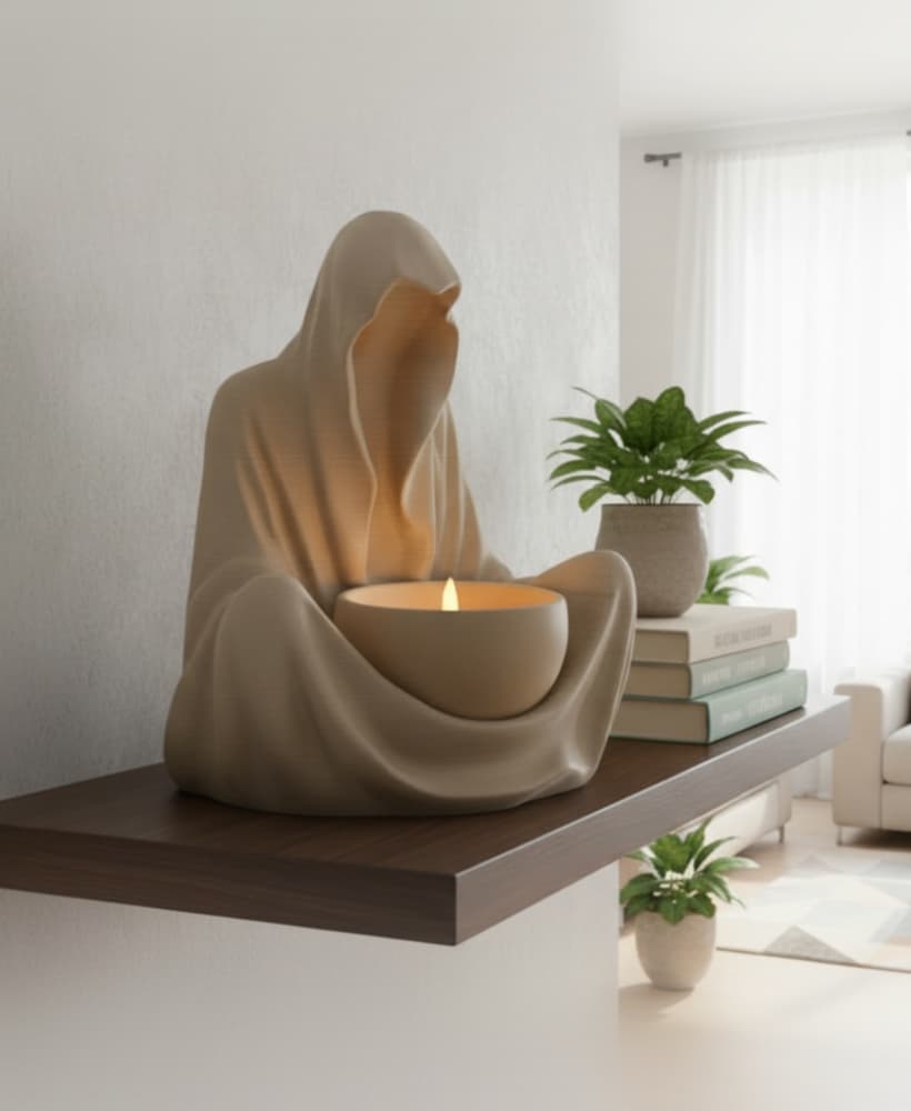 Meditative Hooded Figure Candle Holder 3d model