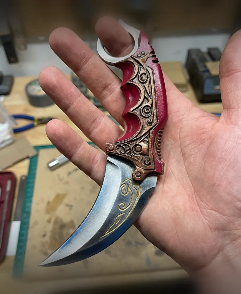 Ornamental Karambit Knife Prop | Valorant Style Cosplay 3d model