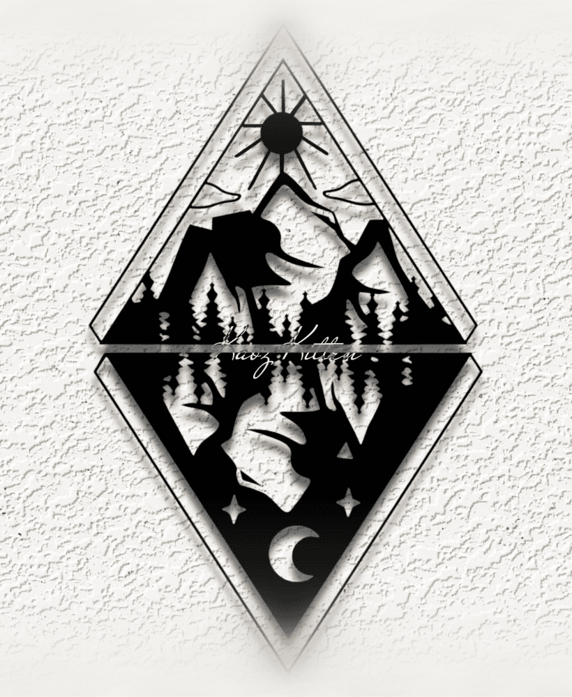 day night mountain panel s WALL ART HOME DECORtl 3d model