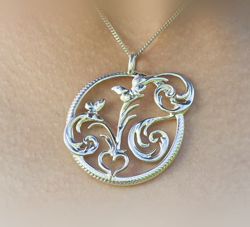 Swedish Kurbits Heart Folk Art Love & Life Necklace Pendant Jewelry Gift 3d model
