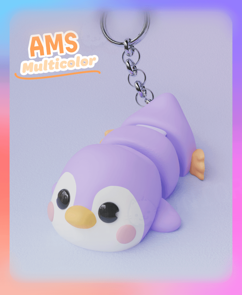 Flexi Penguin Keychain (Multicolor) 3d model