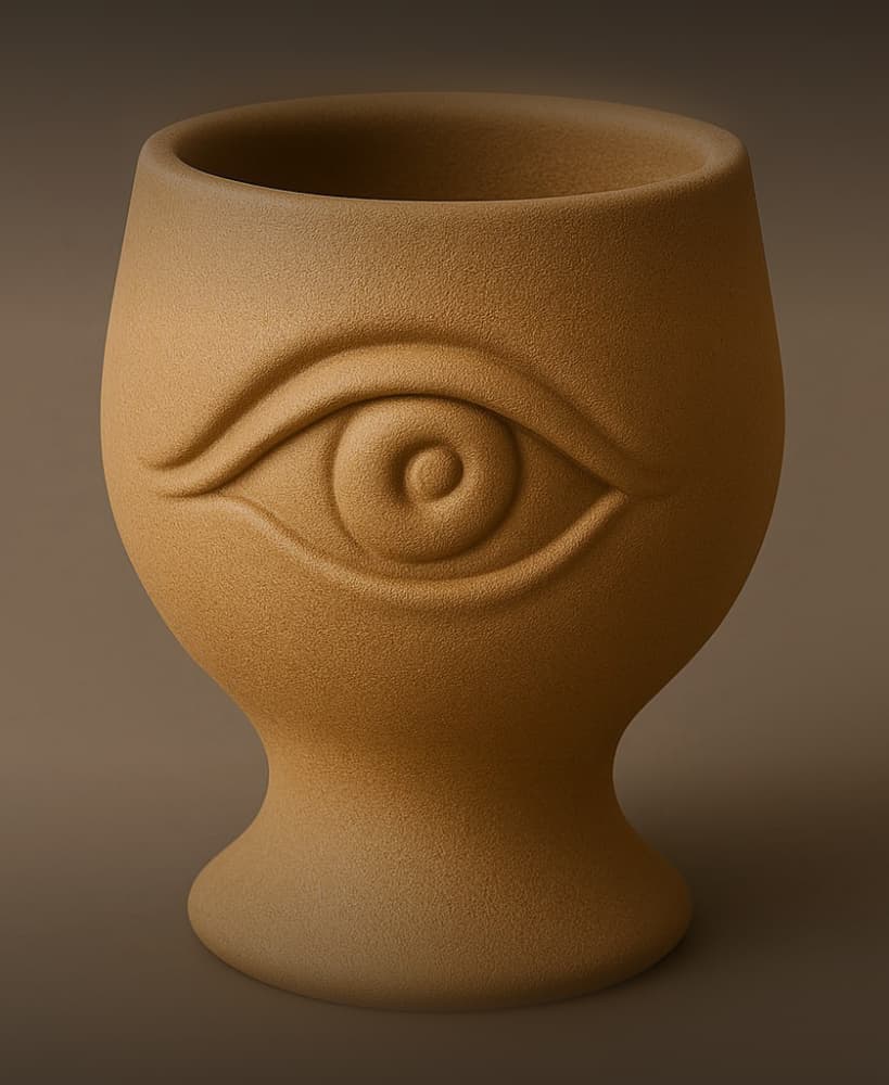 Eye Chalice – Planer & Vase with Eye Symbol | Matte Ochre Modern Decor 3d model
