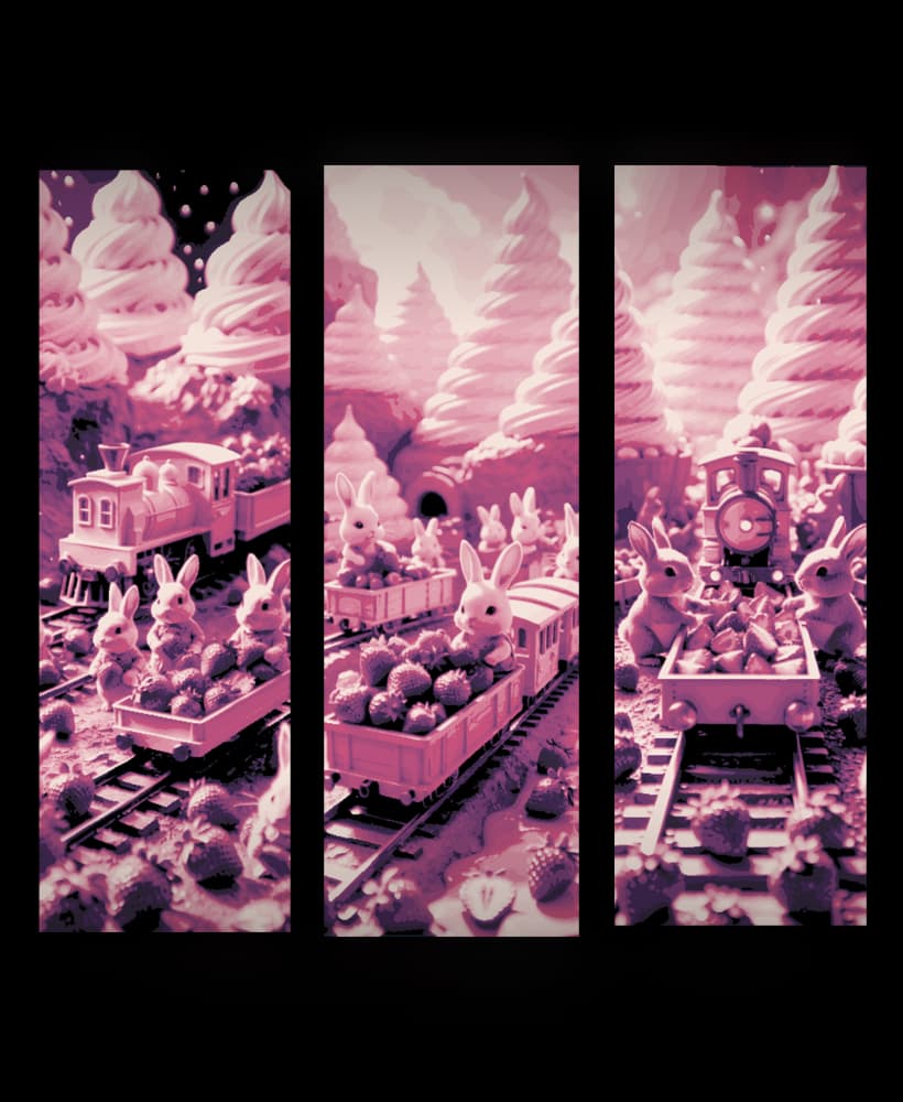 The bunnies are hard at work during the Strawberry Harvest - Set of bookmarks 3d model