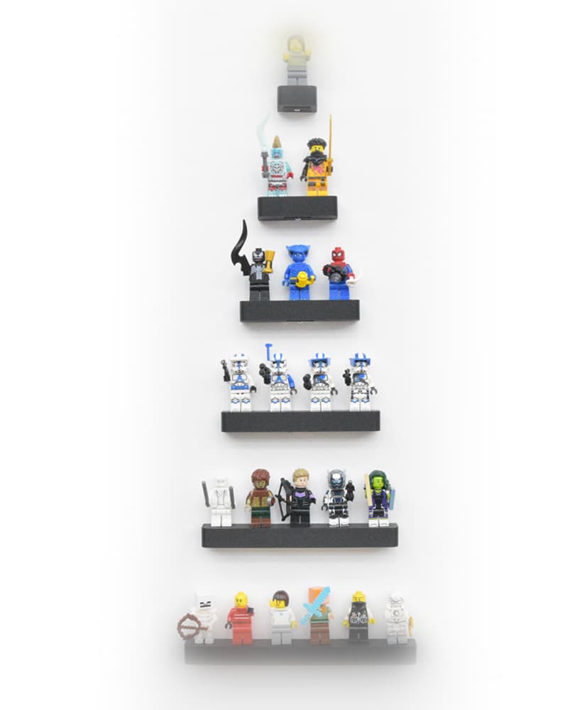Floating Wall Shelf for LEGO Minifigures | Bricks - Wall - Mount - 1 to 6 Minifigures 3d model