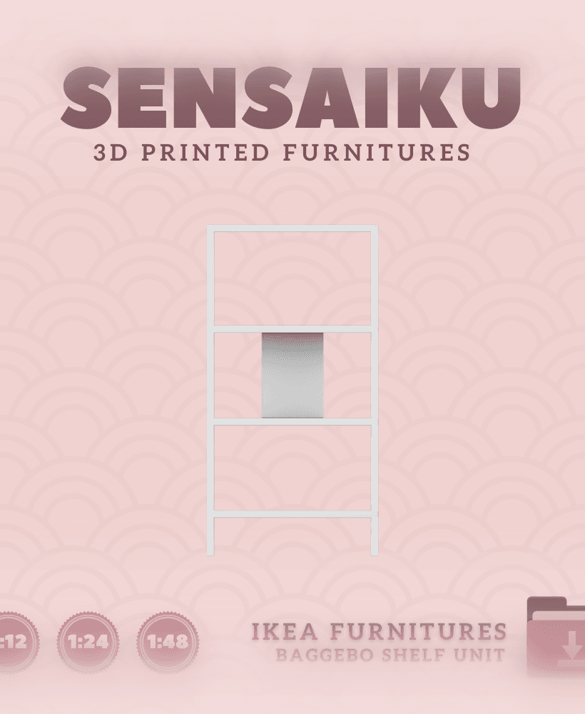 Miniature Replica 04. BAGGEBO Shelf Unit for Miniature Dollhouse IKEA 3D Print (1:12,24,48) 3d model