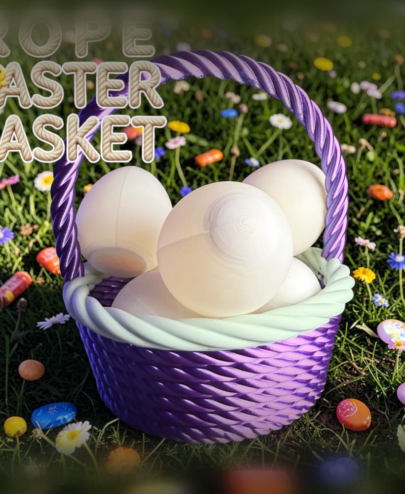 Rope Style Easter Basket – 3D Printable STL | Decorative Woven Basket Design 3d model