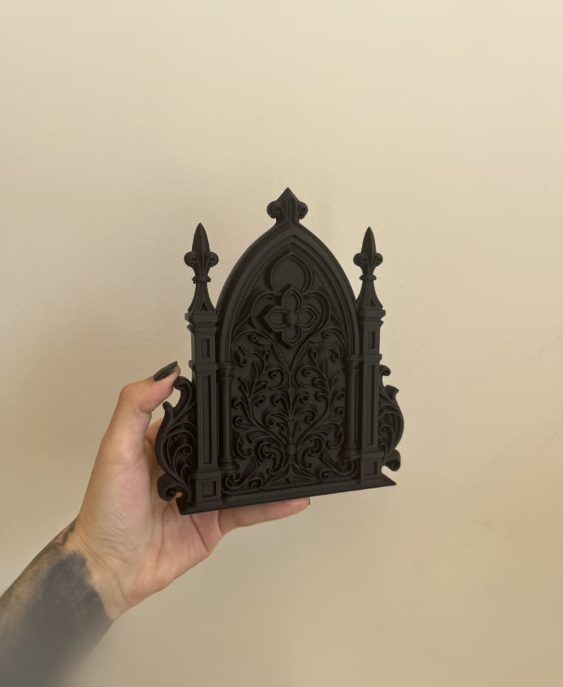 Gothic Arch Ornament STL 3MF | Baroque Cathedral Wall Plaque 3D Print Model | Dark Occult Decor 3d model