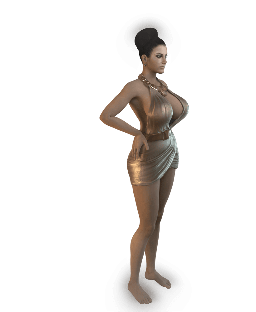 Curvy Woman in a Stylish Short Dress v2 3d model